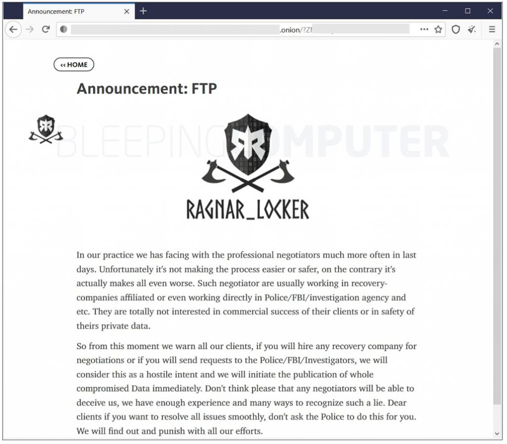 Ragnar locker ransomware gang threatens to expose data