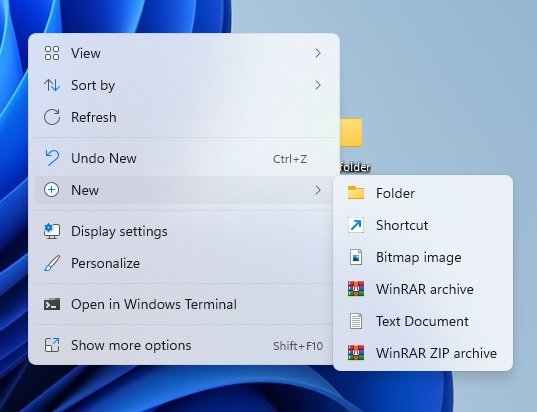 Right click desktop folder